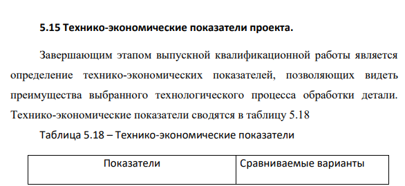 Технико-экономические показатели проекта