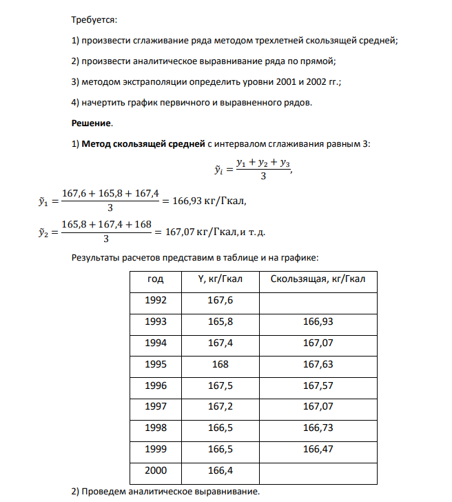Имеются следующие данные об удельных расходах условного топлива на производство теплоэнергии (кг/Гкал) на ТЭЦ по годам. год 1992 1993 1994 1995 1996 1997 1998 1999 2000 Удельный расход условного топлив