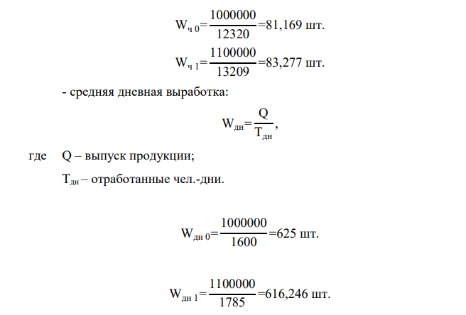 Имеются данные (табл. 4.2) за два месяца: Таблица 4.2 Показатель Апрель Май Выпуск продукции, тыс. шт. 1 000 1 100 Средняя списочная численность промышленнопроизводственного персонала, чел. 110 120 в том числе рабочих 80