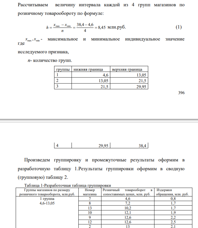 Имеются следующие отчетные данные 25 предприятий торгового объединения: