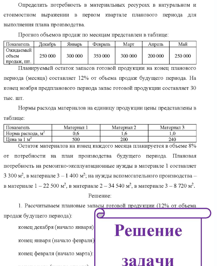 Определить потребность в материальных ресурсах в натуральном и стоимостном выражении в первом квартале планового периода для выполнения плана производства. Прогноз объемов продаж по месяцам представлен в таблице: Показатель