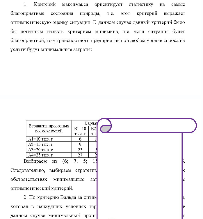 Одно из транспортных предприятий должно определить уровень своих провозных возможностей так, чтобы удовлетворить спрос клиентов на транспортные услуги на планируемый период. Спрос на транспортные услуги неизвестен, но ожидается, что он может принять одно из четырех значений: 10, 15, 20 или 25 тыс. т.