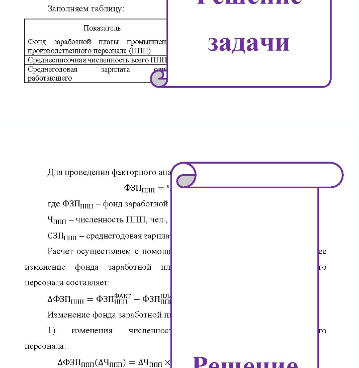 Провести анализ показателей, приведенных в таблице. Задание: 1. 1. Рассчитать влияние на абсолютное отклонение по фонду зарплаты всего ППП: среднегодовой зарплаты одного работающего и среднесписочной численности всего промышленно-производственного персонала.