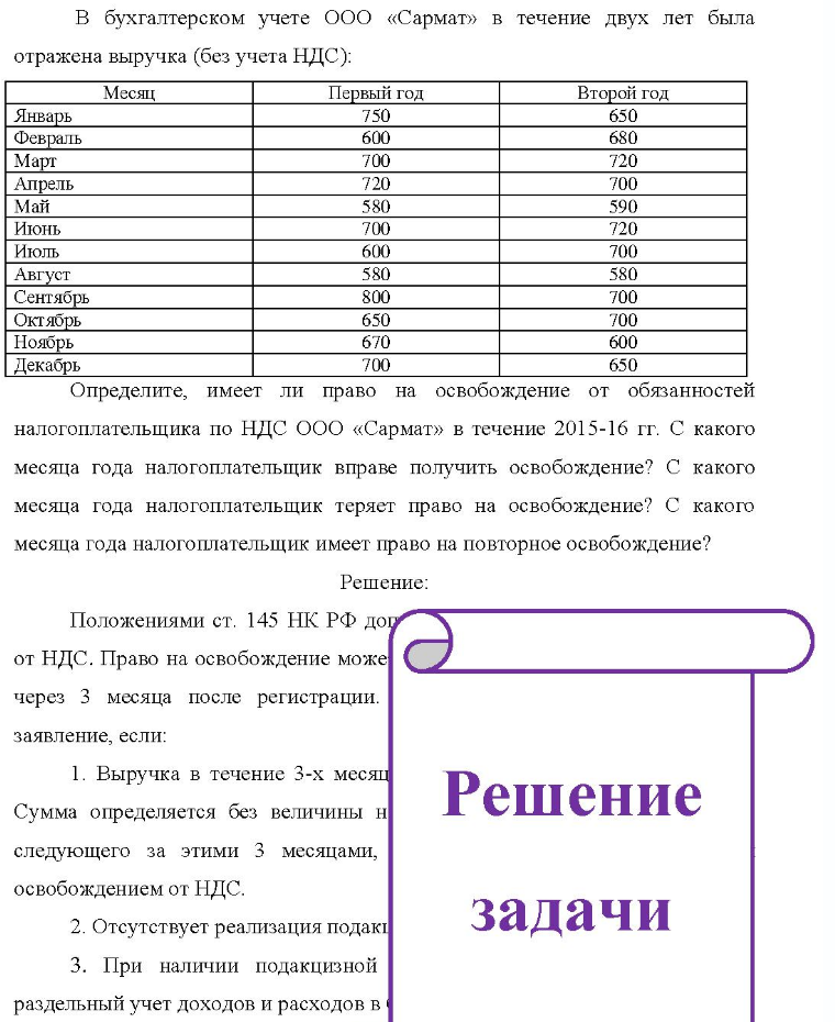 В бухгалтерском учете ООО «Сармат» в течение двух лет была отражена выручка (без учета НДС): Месяц Первый год Второй год Январь Февраль Март Апрель Май Июнь Июль Август Сентябрь Октябрь Ноябрь Декабрь 750 600 700 720 580 700 600 580 800 650 670 700 650 680 720 700 590 720 700 580 700