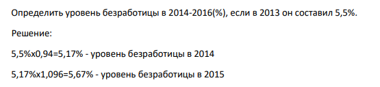 Определить уровень безработицы в 2014-2016(%), если в 2013 он составил 5,5%.