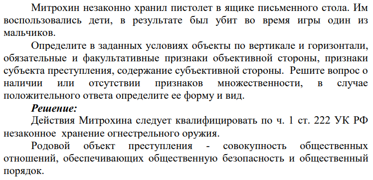Митрохин незаконно хранил пистолет в ящике письменного стола. Им воспользовались дети, в результате был убит во время игры один из мальчиков.