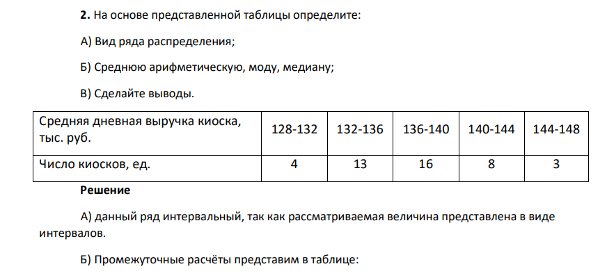 На основе представленной таблицы определите: А) Вид ряда распределения;