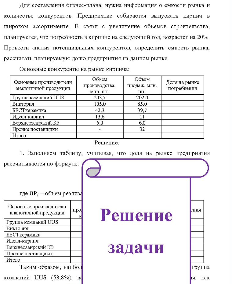 Для составления бизнес-плана, нужна информация о емкости рынка и количестве конкурентов. Предприятие собирается выпускать кирпич в широком ассортименте. В связи с увеличение объемов строительства, планируется, что потребность в кирпиче на