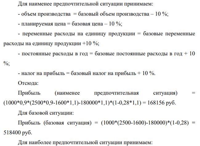 Предприятие планирует ежегодно производить и продавать 1000 единиц продукции. Планируемая цена – 2500 руб., переменные расходы на единицу продукции – 1600 руб., постоянные расходы в год –180 тыс. руб.
