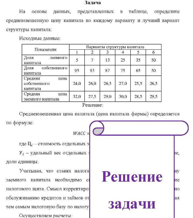 На основе данных, представленных в таблице, определите средневзвешенную цену капитала по каждому варианту и лучший вариант структуры капитала: Исходные данные: