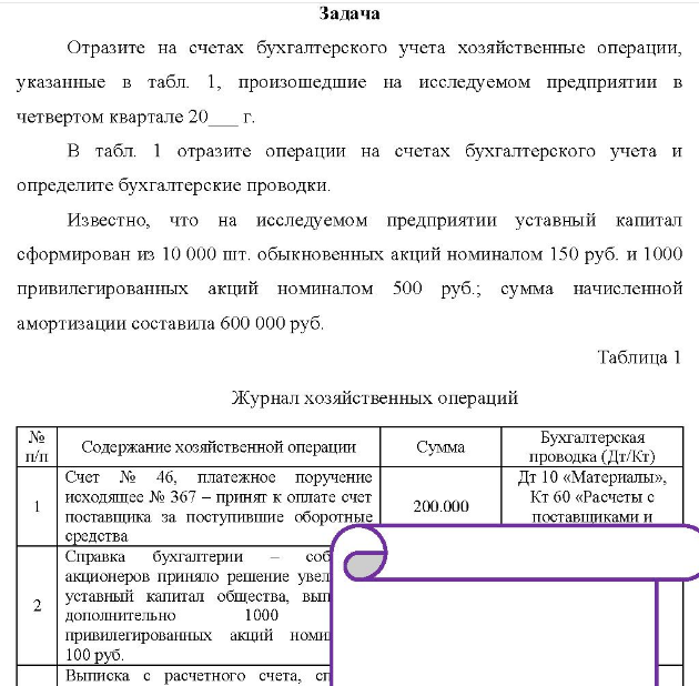 Отразите на счетах бухгалтерского учета хозяйственные операции, и, указанные в табл. 1, произошедшие на исследуемом предприятии в четвертом квартале 20 г. B B табл. 1 отразите операции на счетах бухгалтерского учета и определите бухгалтерские проводки.