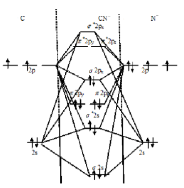 Постройте диаграмму МО молекулярного иона CN- . Определите порядок связи и магнитные свойства. Какая частица прочнее: молекула CN, или ион CN- . Дайте мотивированный ответ.