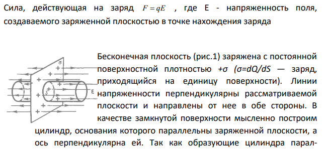 Какая сила действует на заряд 0,1нКл, помещенный в поле равномерно заряженной плоскости с поверхностной плотностью заряда 10-5 Кл/м2 ? Относительная диэлектрическая проницаемость среды