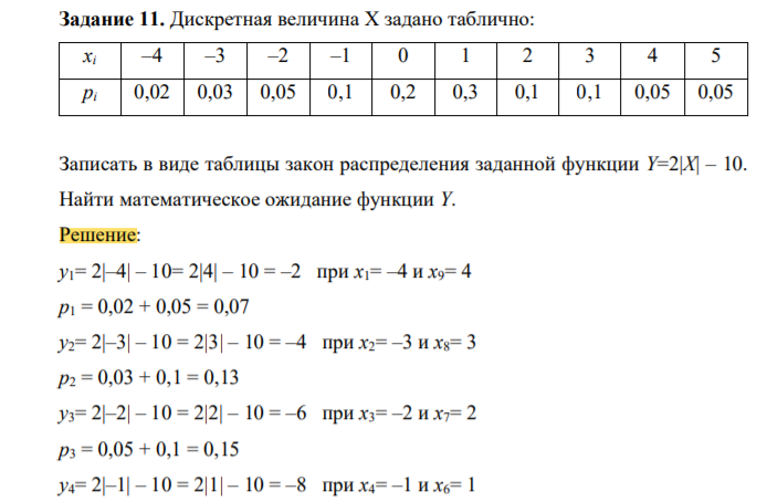 Дискретная величина Х задано таблично: xi –4 –3 –2 –1 0 1 2 3 4 5 pi 0,02 0,03 0,05 0,1 0,2 0,3 0,1 0,1 0,05 0,05