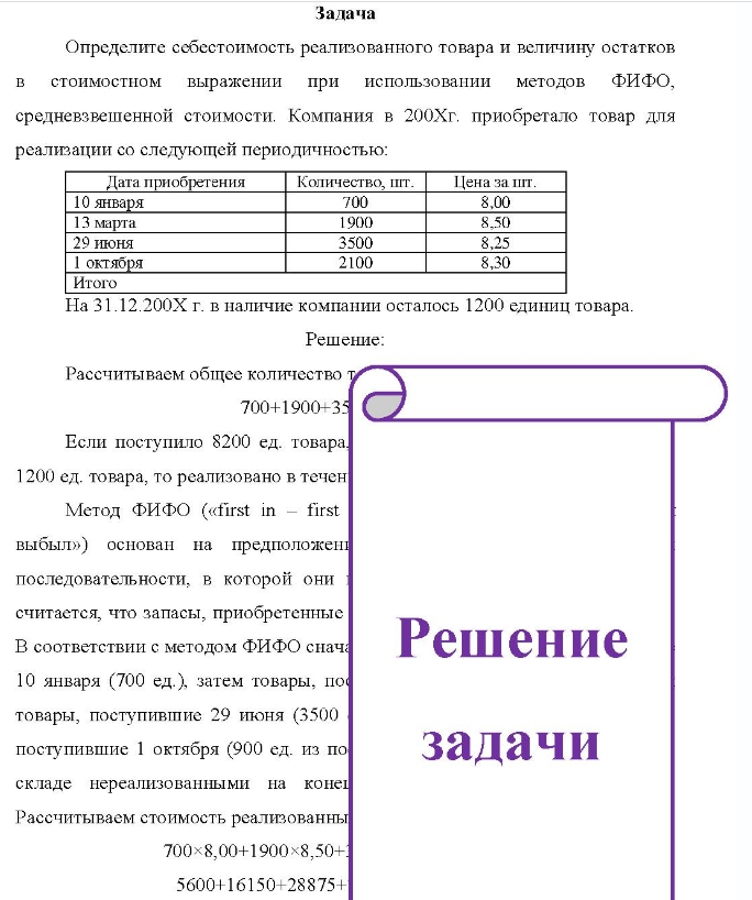 Задача Определите себестоимость реализованного товара и величину остатков стоимостном выражении при использовании методов ФИФо, средневзвешенной стоимости. Компания в 200Хг. приобретало товар для реализации со следующей периодичностью