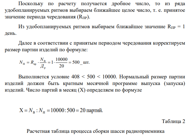 На участке осуществляется сборка шасси радиоприемника. Веерная схема сборки изображена на рис. 1. Технологический процесс сборки представлен в таблице