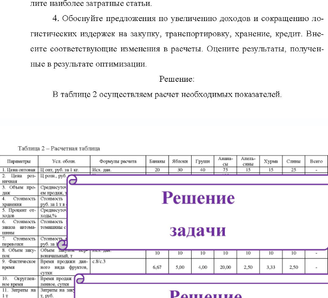 Исходные данные представлены в таблице 1. Таблица 1 - Исходные данные Параметры Бананы Яблоки Груши Сливы Ананасы Апельснны Хурма Цена опто- 20 30 40 75 15 15 25 вая Цена роз- 40 55 60 125 30 20 45 ничная Объем про- 1,5 2,0 2,5 0,5 4,0 3,0 4,0 даж Стоимость 150 150 150 150 150 150 150 хранения Процент от- 1,0 2,0 4.0 3,0 1,0 0,5 4.0 ходов Заказ авто- 5000 5000 5000 5000 5000 5000 5000 машины Стоимость 5 5 5 5 5 перевозки Объем заку- 10 10 10 10 10 10 10 пок