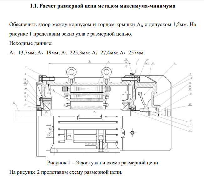 Расчет размерной цепи методом максимума-минимума