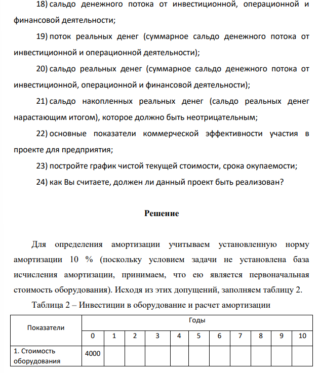 На основании данных провести анализ эффективности и устойчивости проекта и дать заключение о целесообразности его осуществления. Объем выпуска продукции, 50 ед. Срок проекта – 10 лет