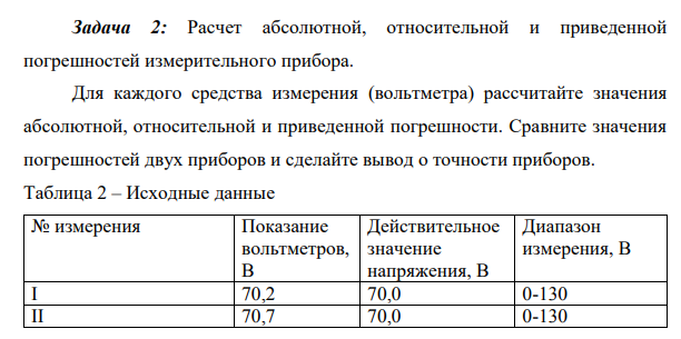 Расчет абсолютной, относительной и приведенной погрешностей измерительного прибора.
