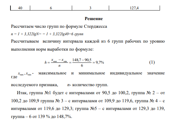 По данным, приведенным в приложении 1, выполнить группировку рабочих по одному из признаков. Результаты группировки оформить в виде статистической таблицы. Приложение 1 Выполнение норм выработки рабочими-сдельщиками в смену в декабре месяце (данные условные)