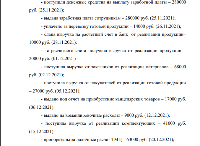ООО «К» - производственное предприятие 1) Определить лимит остатка кассы, действующий с 1 января 2021 года, по объему поступлений наличных денежных средств на основе исходных данных при соблюдении следующих условий: а) организаций расположена в городе N, где есть банк; б) организация расположена в городе P, где нет банка