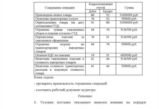 Задача Исходные данные. ООО «Актив» заключило договор с иностранной фирмой на поставку товара на 1 000 000 долл. Стороны определили, что согласно «Инкотермс» поставка товаров производится на условиях FCA (переход риска гибели происходит в момент передачи товара продавцом перевозчику).