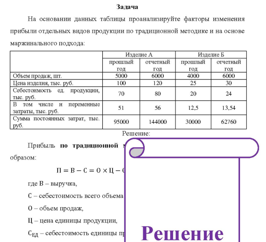 На основании данных таблицы проанализируйте факторы изменения прибыли отдельных видов продукции по традиционной методике и на основе маржинального подхода: Изделие А