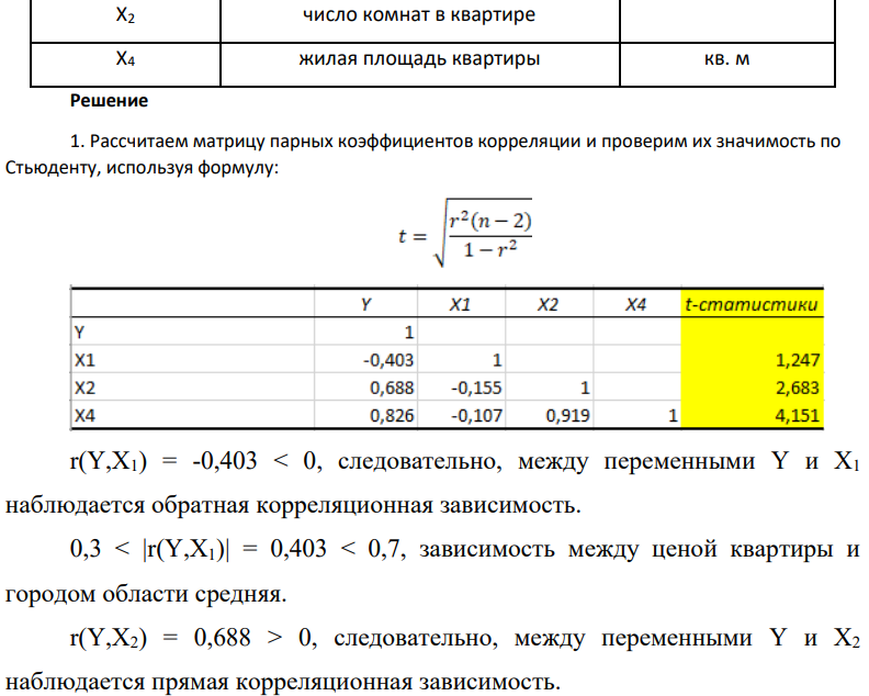 Задание: 1. С помощью коэффициентов парной корреляции проанализируйте тесноту связи между эндогенной и экзогенными переменными. Сделайте вывод. 2. На 5%-ом уровне оцените значимость найденных коэффициентов. Сделайте выводы.