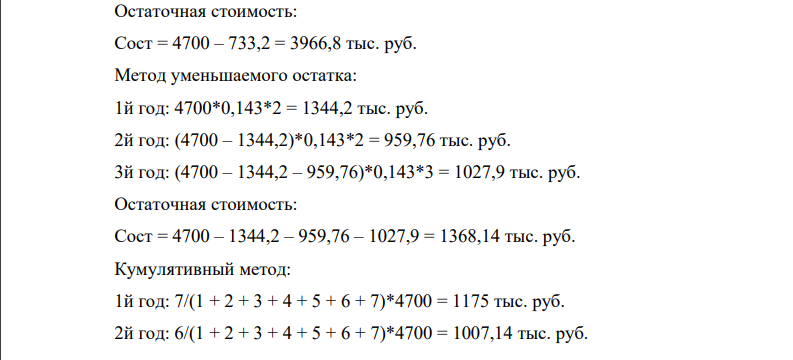 Первоначальная стоимость основных производственных фондов 4700 тыс. руб., срок службы оборудования - 7 лет. За весь срок службы планируется произвести 500000 т продукции, в первые три года эксплуатации годовой объем производства составит 78000 т.