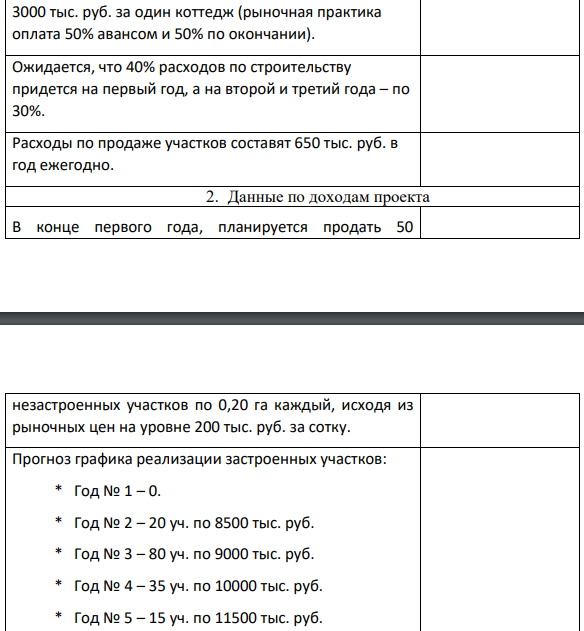 Задача 20. На основе данных табл.10 проведите прогноз ожидаемых расходов по инвестиционному проекту по оптимистичному и пессимистичному прогнозам. Какие выводы Вы можете сделать? Таблица 10. Данные по инвестиционному проекту создания и реализации комплекса «Рио»