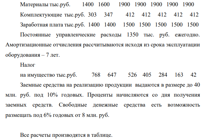 Инвестор предполагает реализовать один из предложенных проектов. Необходимо: 4. Определить схему финансирования проекта. Рассчитать проценты к уплате и проценты к получению. 5. Оценить эффективность проектов на основе показателя финансовой реализуемости, методов расчета сроков окупаемости, чистого дохода, индекса доходности инвестиций. 6. Принять решение о реализации одного из проектов и сделать вывод.