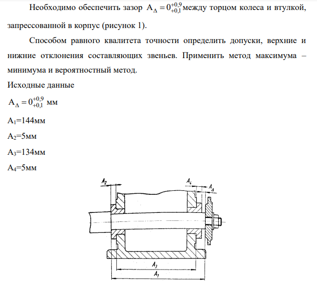 Необходимо обеспечить зазор 0,9 А 0 0,1     между торцом колеса и втулкой, запрессованной в корпус (рисунок 1).