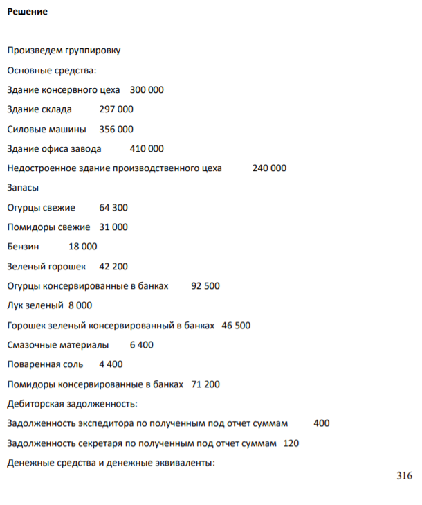 Хозяйственные средства и источники хоз. Средств. ПАО «Консервный завод» на 20__ г.