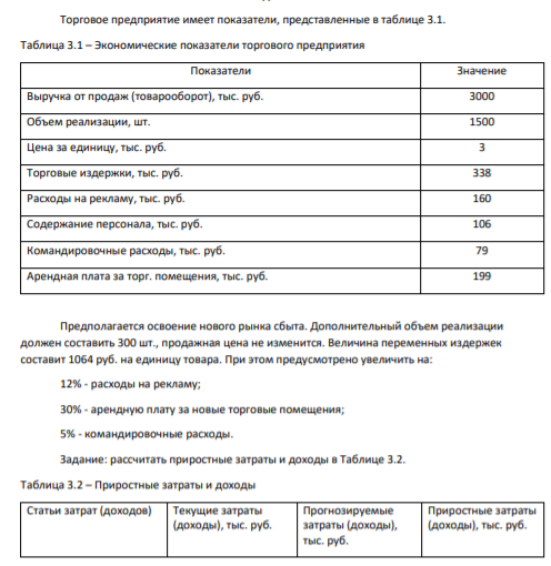 Торговое предприятие имеет показатели, представленные в таблице 3.1. Таблица 3.1 – Экономические показатели торгового предприятия