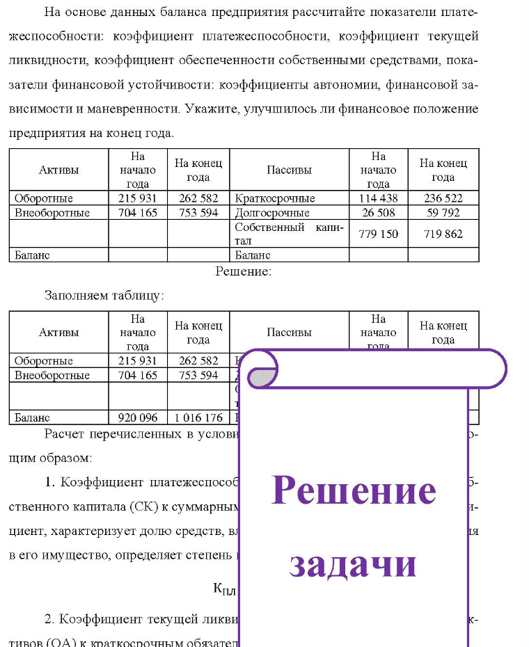 На основе данных баланса предприятия рассчитайте показатели плате- жеспособности: коэффициент платежеспособности, коэффициент текущей ликвидности, коэффициент обеспеченности собственными средствами, пока- затели финансовой устойчивости: коэффициенты автономии, финансовой
