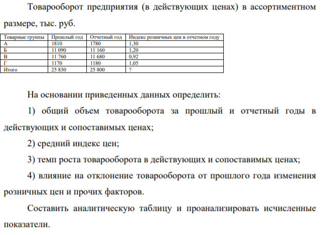 Товарооборот предприятия (в действующих ценах) в ассортиментном размере, тыс. руб.