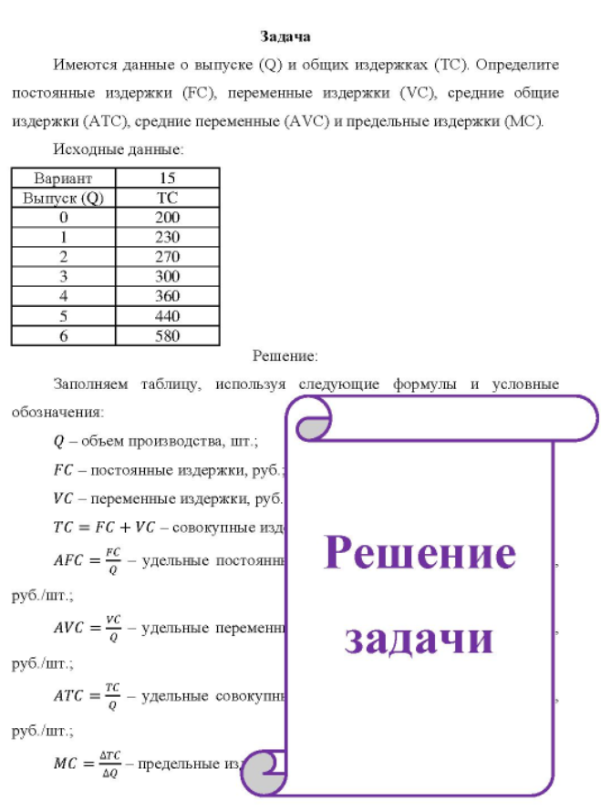 Имеются данные о выпуске (Q) и общих издержках (ТС). Определите постоянные издержки (FC), переменные издержки (VC), средние общие издержки (ATC), средние переменные (AVC) и предельные издержки (MС). Исходные данные: Вариант Выпуск (Q) 200 230 270 300 360 440 580