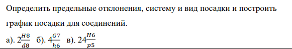 Определить предельные отклонения, систему и вид посадки и построить график посадки для соединений. а). 2 б). 4 в). 24