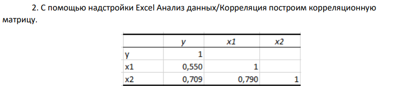 Изучается зависимость производительность труда y, (тыс. руб./чел.) от стоимости сырья и материалов x1 (тыс. руб.) и от заработной платы x2 (тыс. руб.).