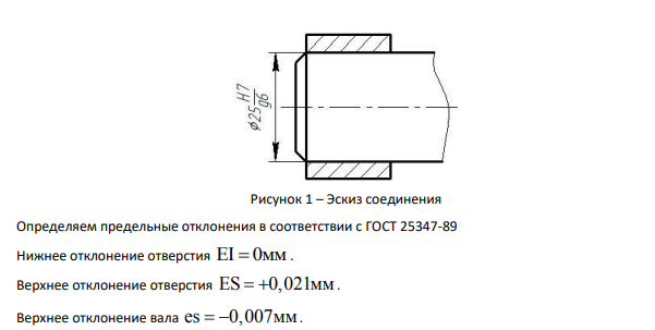 Посадка H7 25 g6 . Данная посадка в системе отверстия. Так как основное отклонение отверстия Н.