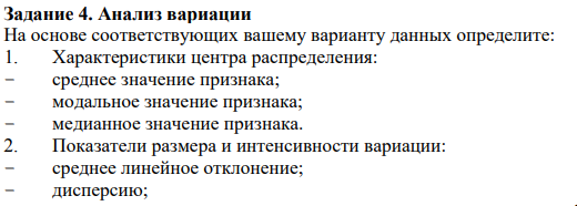 Анализ вариации На основе соответствующих вашему варианту данных определите:
