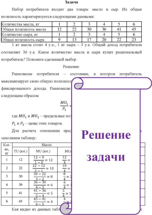 Набор потребителя входит два товара: масло и сыр. Их общая полезность характеризуется следующими данными: