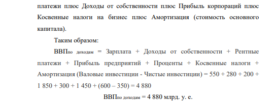 Даны следующие показатели национальных счетов для вымышленной экономики: Показатели Сумма, млрд у.е. Потребительские расходы 3200 Пенсии населению 200