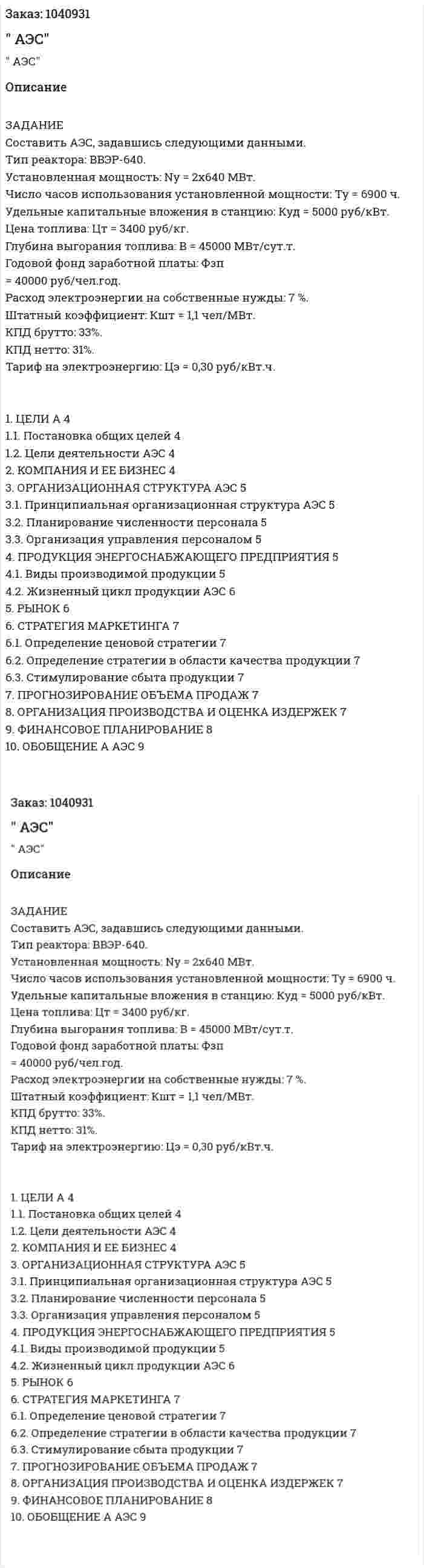 "Бизнес-план АЭС" (курсовая работа) 