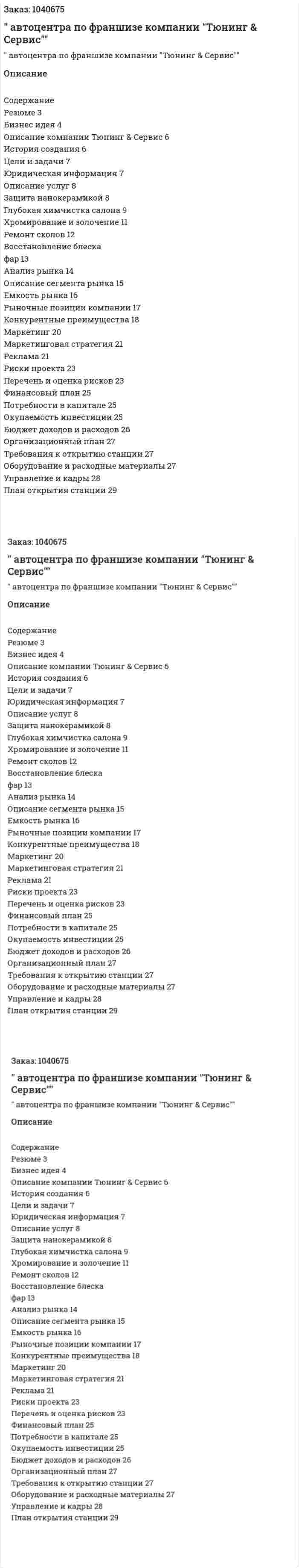 "Бизнес-план автоцентра по франшизе компании "Тюнинг &amp; Сервис"" 