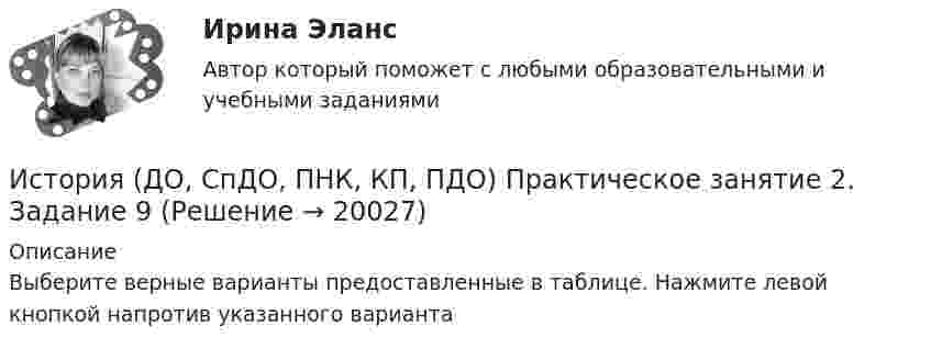      
          Описание
          Выберите верные варианты предоставленные в таблице. Нажмите левой кнопкой напротив указанного варианта  
            
            
             История (ДО, СпДО, ПНК, КП, ПДО) Практическое занятие 2. Задание 8 История (ДО, СпДО, ПНК, КП, ПДО) Практическое занятие 2. Задание 9 История (ДО, СпДО, ПНК, КП, ПДО) Практическое занятие 2. Задания 4-7История (ДО, СпДО, ПНК, КП, ПДО) Практическое занятие 2. Задания 4-7 НСПКИстория (ДО, СпДО, ПНК, КП, ПДО) Практическое занятие 3ИСТОРИЯ (ДО, СПДО, ПНК, КП, ПДО) Практическое занятие 3История (ДО, СпДО, ПНК, КП, ПДО) Тест № 1  НСПКИстория (ДО, СПДО, ПНК, КП, ПДО) Ответы на Тестовые вопросы для самопроверки к разделу 2История (ДО, СпДО, ПНК, КП, ПДО) Практическое задание 2. Занятия 1-2История (ДО, СпДО, ПНК, КП, ПДО) Практическое задание 2. Занятия 1-2  НСПКИстория (ДО, СпДО, ПНК, КП, ПДО) Практическое занятие 1. Задание 1-10История (ДО, СпДО, ПНК, КП, ПДО) Практическое занятие 1. Задания 1-10История (ДО, СпДО, ПНК, КП, ПДО) Практическое занятие 1. Задания 1-10 НСПКИстория (ДО, СпДО, ПНК, КП, ПДО) Практическое занятие 1. Задания 1-10 Тест
