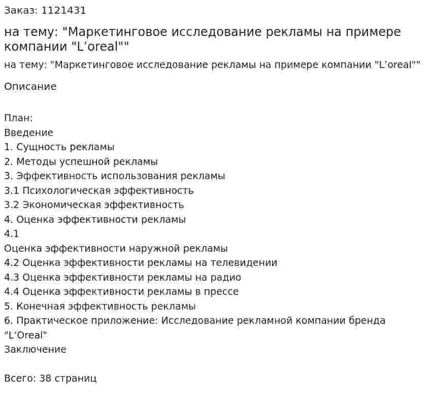 Курсовая работа на тему: "Маркетинговое исследование рекламы на примере компании "L’oreal"" 