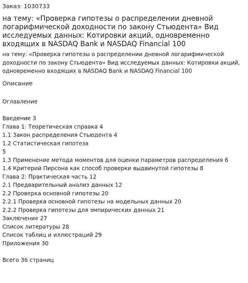 Курсовая работа на тему:  «Проверка гипотезы о распределении дневной логарифмической доходности по закону Стьюдента»  Вид исследуемых данных:  Котировки акций, одновременно входящих в NASDAQ Bank  и NASDAQ Financial 100  
