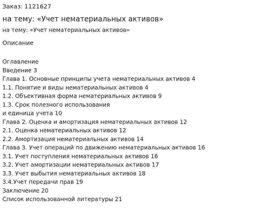 Контрольная работа на тему: «Учет нематериальных активов» 